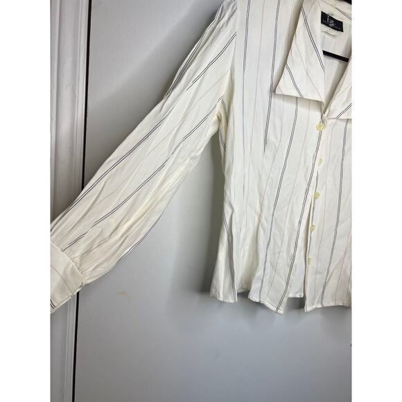 IZ California Women's Button Up Striped Long Sleeve Blouse Size M - Picture 3 of 8